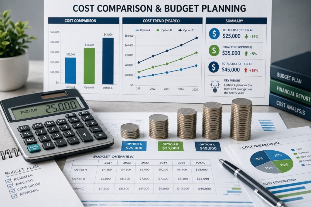 コインと電卓が並んだLP制作費用・コスト比較のイメージ