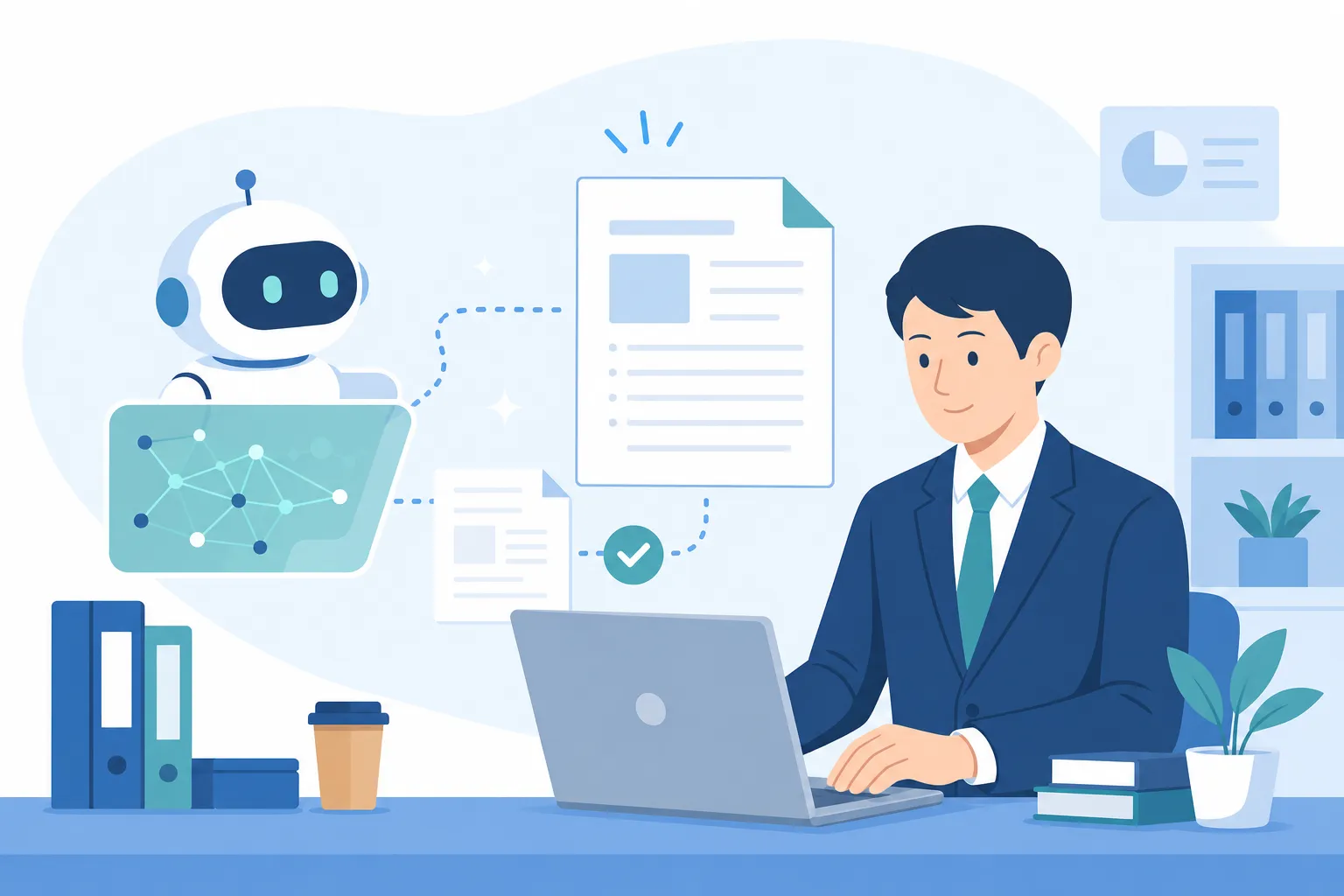 税理士がAIで文書を作成するイメージ